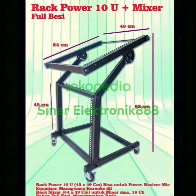 Baru RACK POWER 10 U + MIXER AUDIO / RAK TEMPAT ACC SOUND SYSTEM