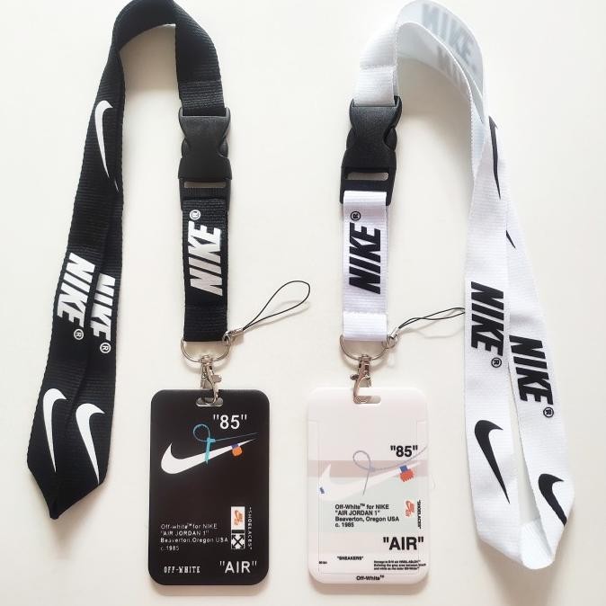 

ID Card Holder Name Tag Lanyard / Kalung Kartu Black White Nike AJ murah