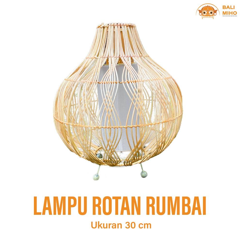 Living Kap Lampu Rotan  Bombai Rumbai 30 Cm - Lampu Villa Bali - Kap Lampu Rotan Model Bawang - Kap 