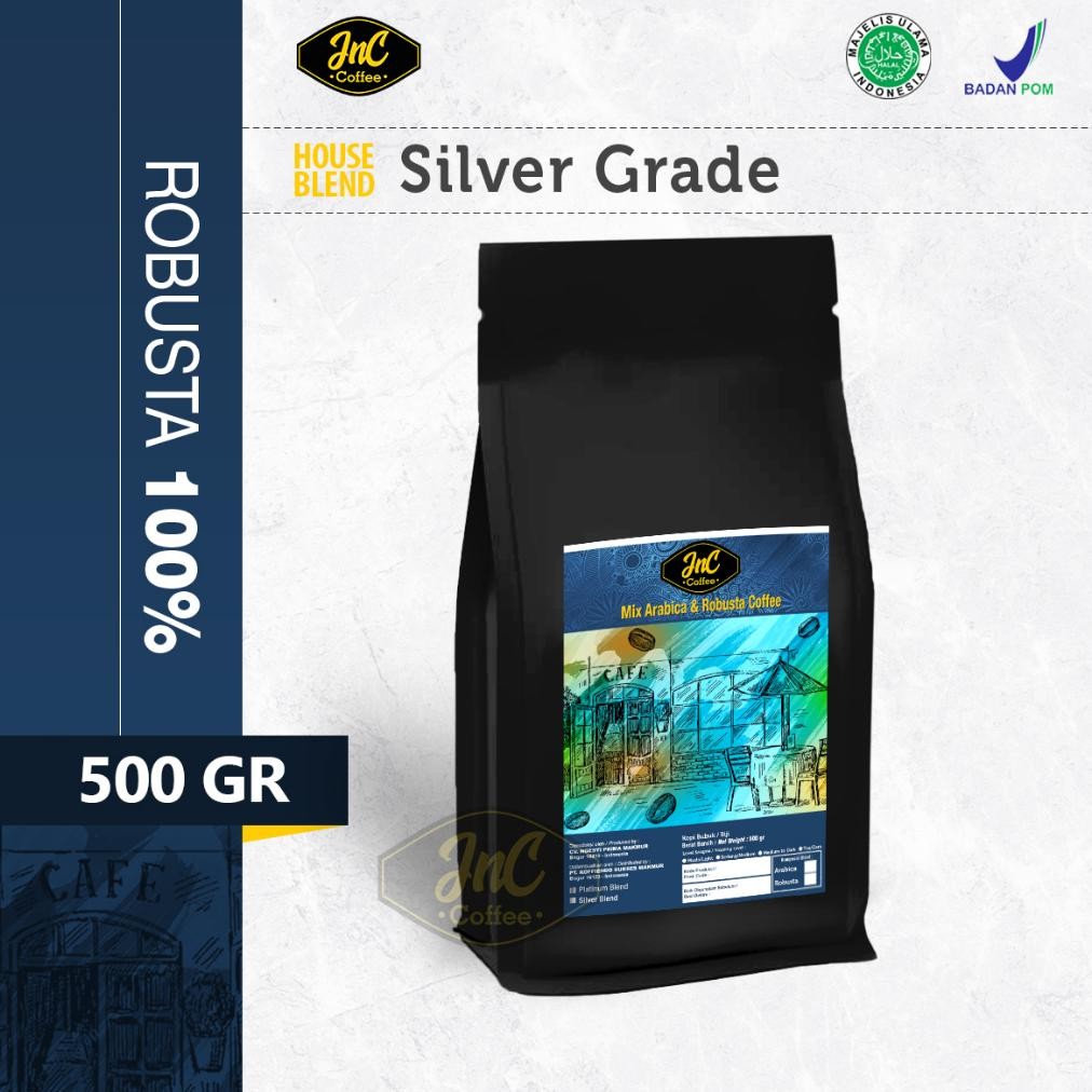 

JnC House Blend Silver 100% Biji Kopi Robusta 500 Gr For Kopi Susu Espresso