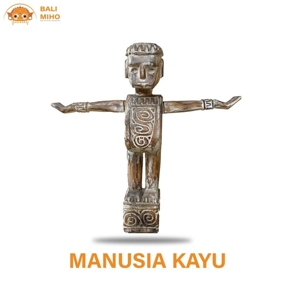 Living Patung Orang Orangan Kayu - Patung Orang Antik Kayu - Patung Orang  Primitif - Dekorasi Rumah