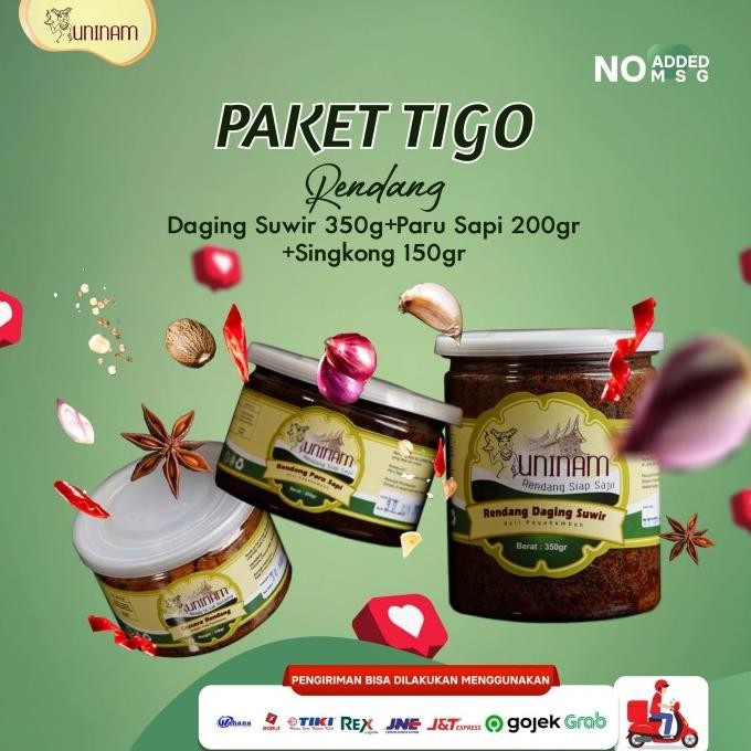 

Sale Rendang Daging Suwir, Paru, Singkong Paketan