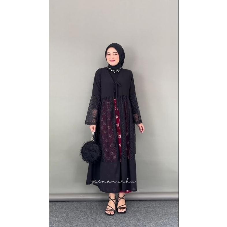 Cica Outer Brukat Cardigan Brokat Lengan Panjang Atasan Outher Brukat Outer Brokat Outer Tulle Outer