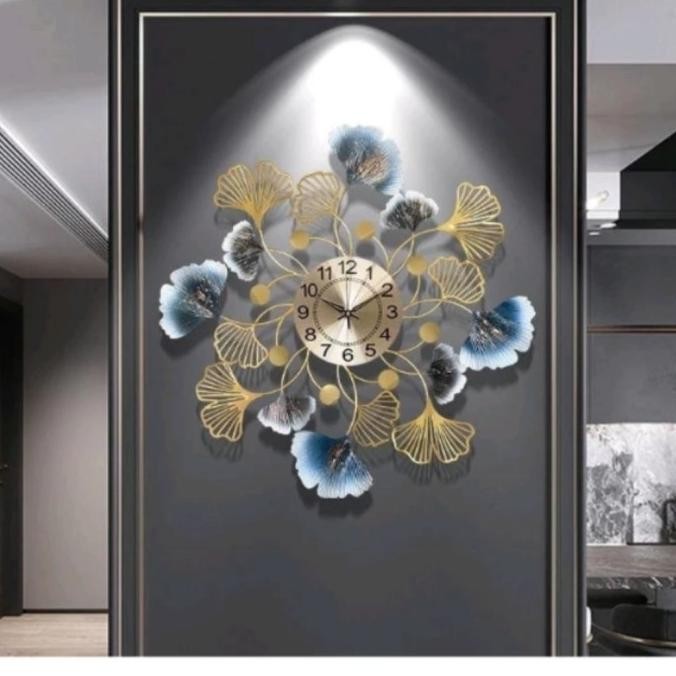 New Jam Dinding Ginkgo Gold / Hiasan Jam Dinding Ginkgo Gold