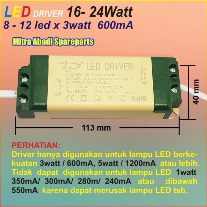 LED Driver Casing Plastik (8-12)*3W/3 Watt 600 mA DLY-G1202N