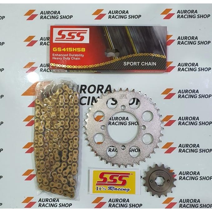 Gear Set Sss Rx King & Rantai Sss 415 Hsb Gold - Asli