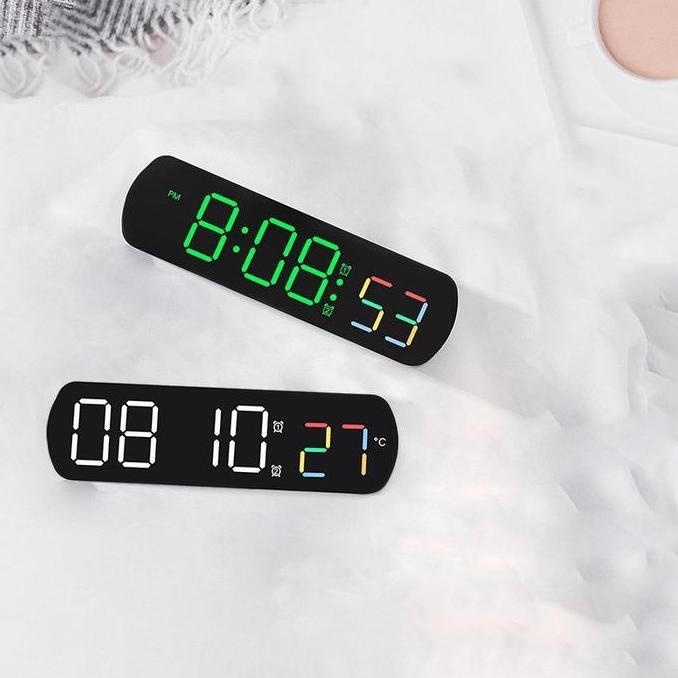 

Jam alarm dinding 6639/ Jam dinding digital LED / Waku Table Clock LED Jam Meja Digital Smart Alarm Biru Lampu Plastik Putih HFS