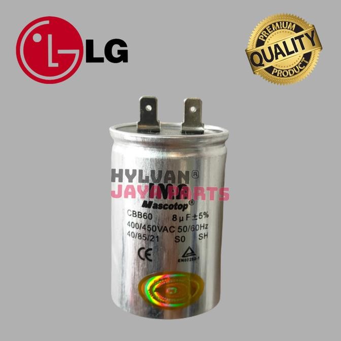KAPASITOR MESIN CUCI LG 1 TABUNG TOP LOADING 8 UF PENGGANTI 8,5 UF