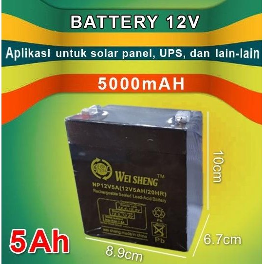 Baterai/Battery Xinwei Aki Rechargable 12V 5Ah/5000 mAh