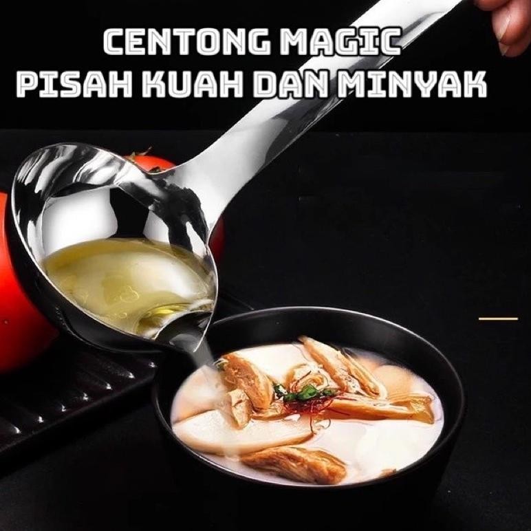 Super Sale Centong Sayur Stainless Penyaring Minyak Lemak-Centong Pisah Minyak Centong Sup Sendok Su