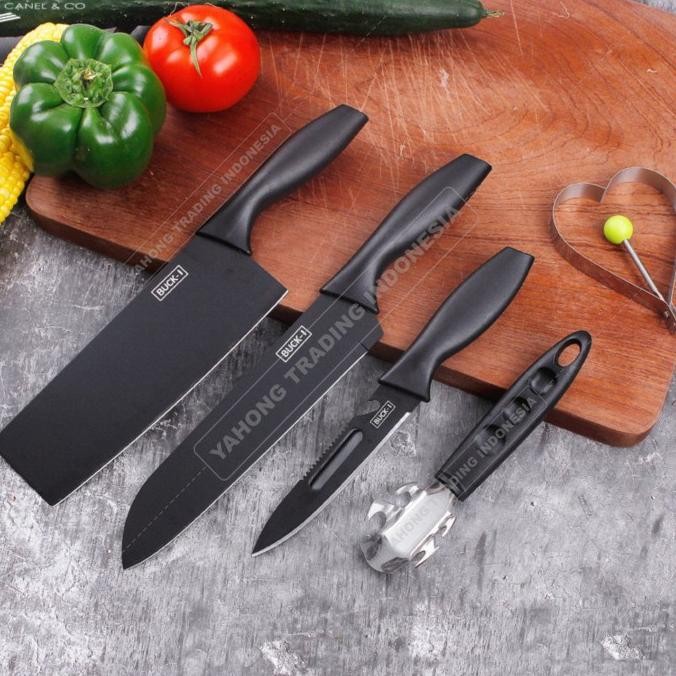 PISAU DAPUR LENGKAP 5PCS KITCHEN KNIFE SET BUCK-I 5 PCS IN 1 TERMURAH