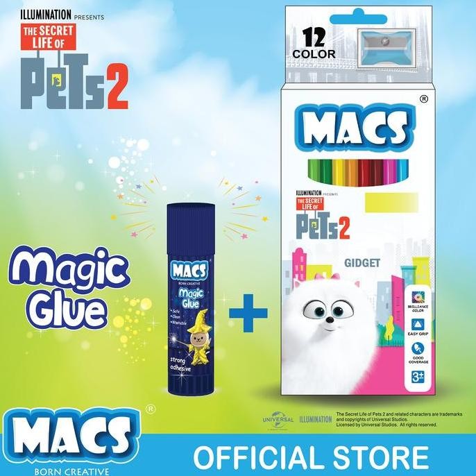 

Terbaru MACS FUN BUNDLE Glue Stick Lem dan Pets Gidget Color Pencil Pensil Warna 12 Warna