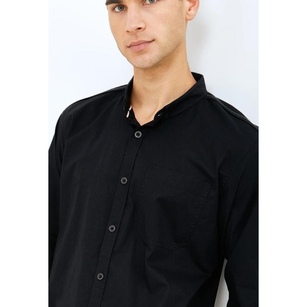 Promo Emba Jeans - Kemeja Pria Lengan Panjang Warna Hitam - Stevan One