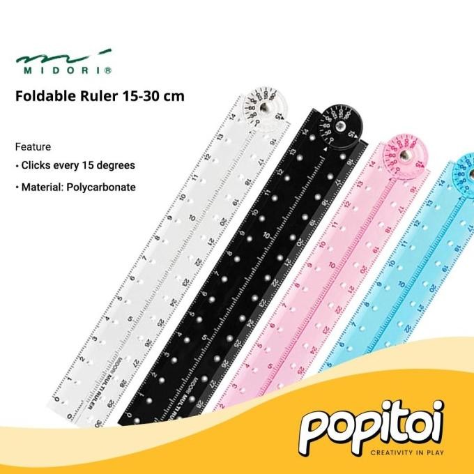 

siap kirim midori foldable ruler 15-30 cm penggaris lipat japan