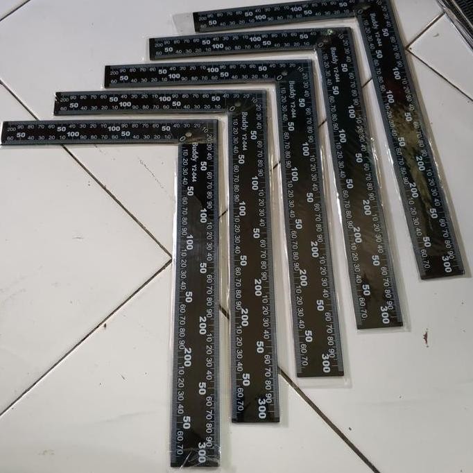 

siap kirim siku tukang stainless 30 cm original buddy - penggaris siku stainless