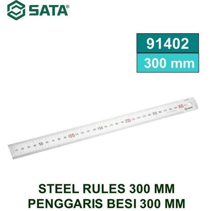 

siap kirim penggaris besi stainless 300 mm 91402 - steel rules 300 mm sata tools
