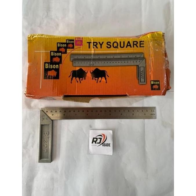 

siap kirim [12pcs] siku tukang penggaris l try square bison 10" 12