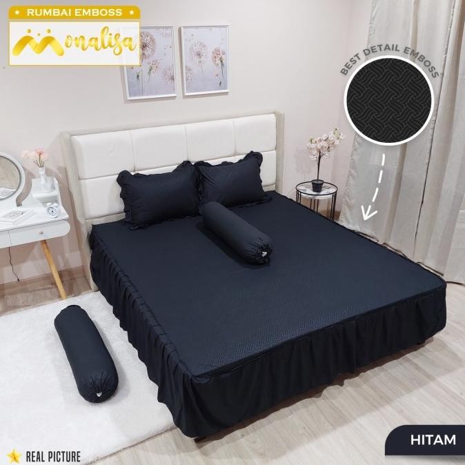 Monalisa Emboss Sprei Rumbai Uk 160/180 - Hitam