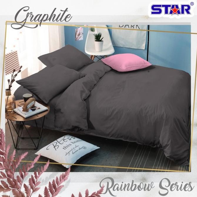 Sprei katun Polos (Tanpa BC) + Anti Geser Katun CVC STAR Premium Polosan Warna Abu sedang GRAFITHE U