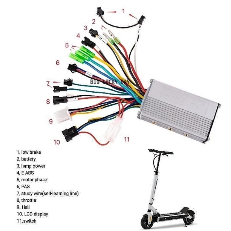 Premium 1 Set Controller + Lcd Tf-100 24V/36V/48V 250W-350W Scooter Listrik Sepeda Listrik Kontroler