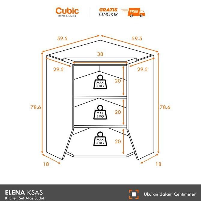 Cubic Kitchen Set Sudut Minimalis / Rak Atas Lemari Dapur / ELENA KSAS