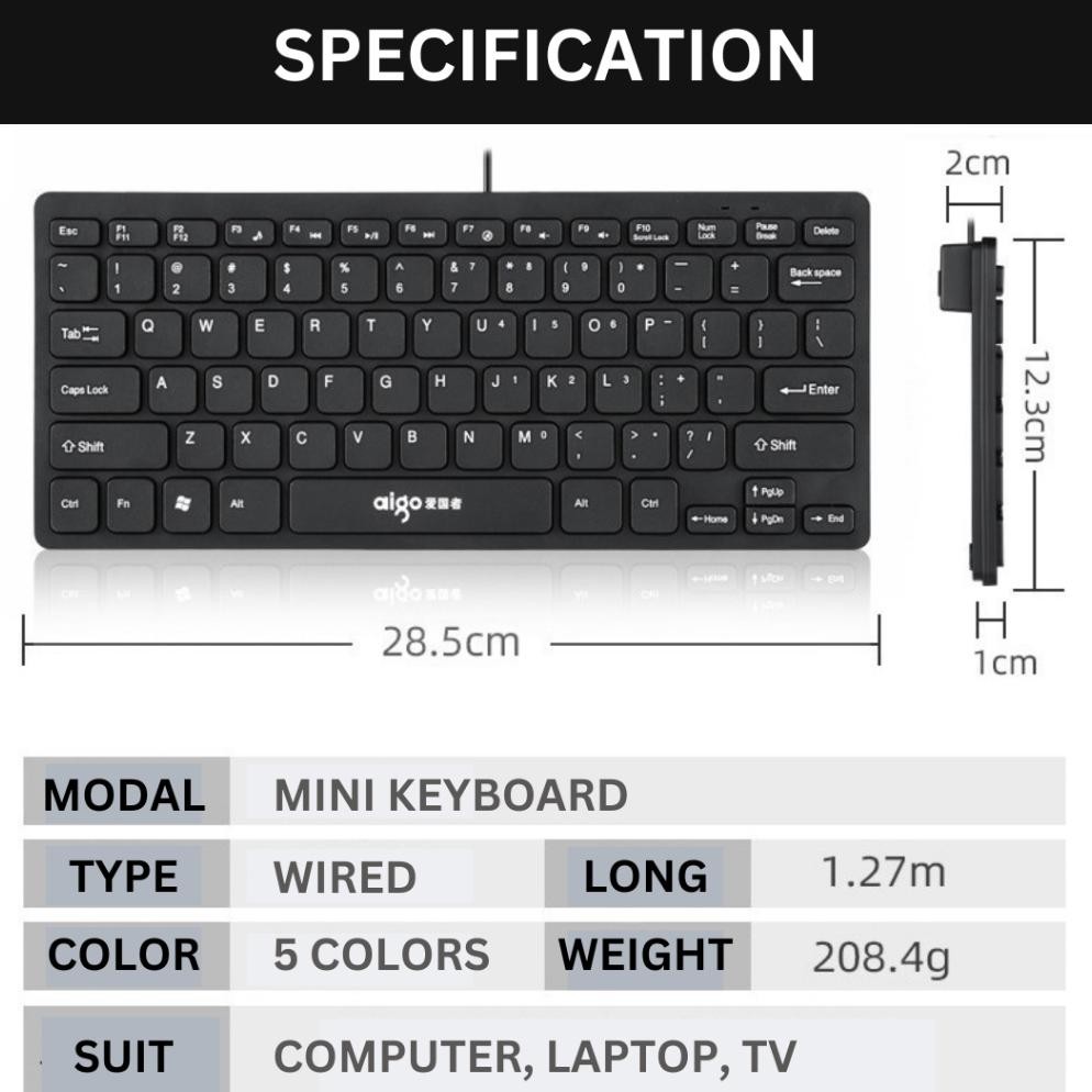 Mini Keyboard Color Silent Cute Slim Usb Wired Keyboard Flat Laptop Pc Mini External Compact Keybord