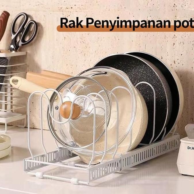 COD Rak Sebaguna Material Besi Multifungsi Dan Adjustable Untuk Panci Dapur Black Penyimpanan Rak Tu