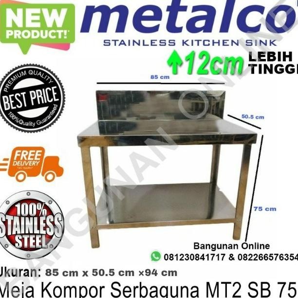 Meja Kompor Meja Dapur Rak Stainless Metalco MT2 75 cm
