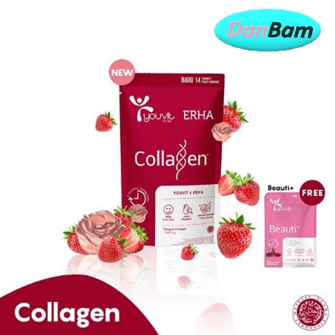 [Ready/Spesial] Youvit X Erha Collagen 1 Pouch Isi 14 Gummies Free Youvit Beauti [Terlaris/Terbaru/R