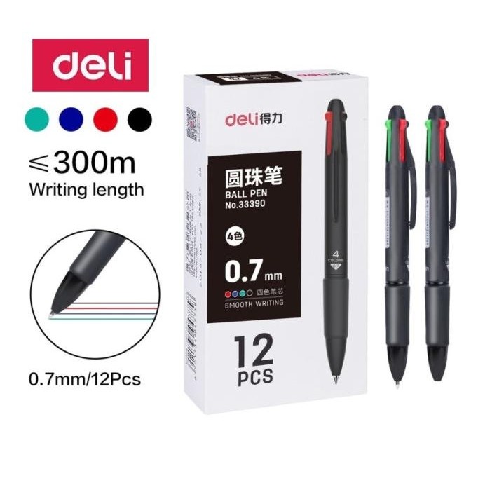 

Deli Ball Pen 4 Colours 0.7mm / Balpen Pulpen 4 Warna Deli 33390