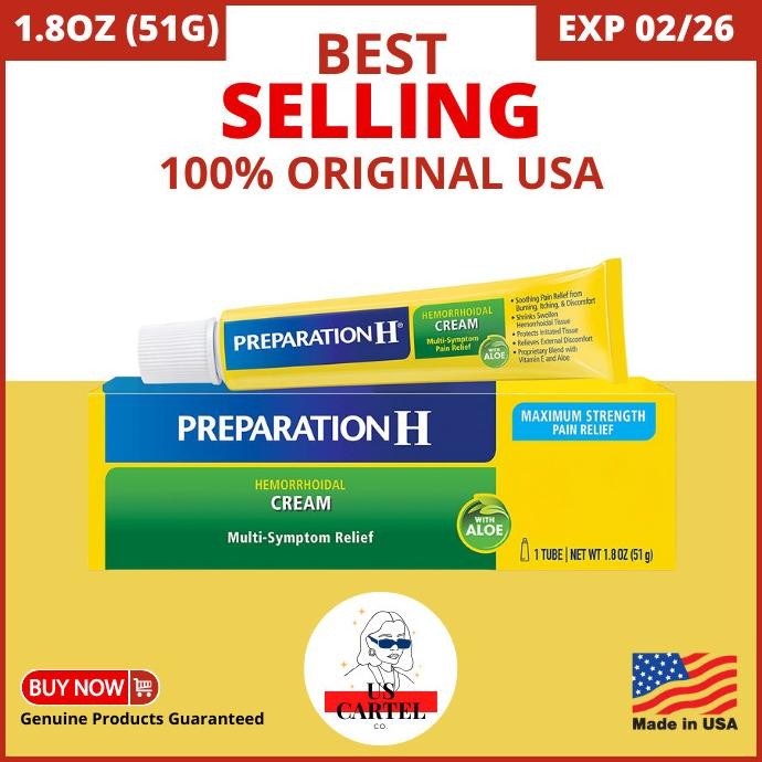 PREPARATION H USA - 51g - Hemorrhoidal Cream 1.8 OZ 51 g gr gram