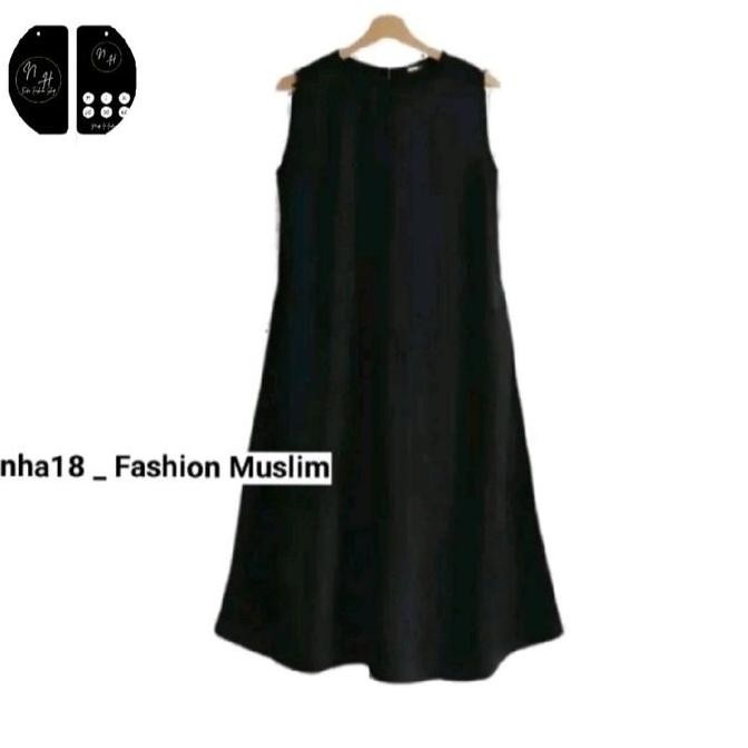 Baru Atasan Wanita Dress Tanpa Lengan Polos Catton Cringkle Inner Atasan Abu Biru Coklat Hitam Merah