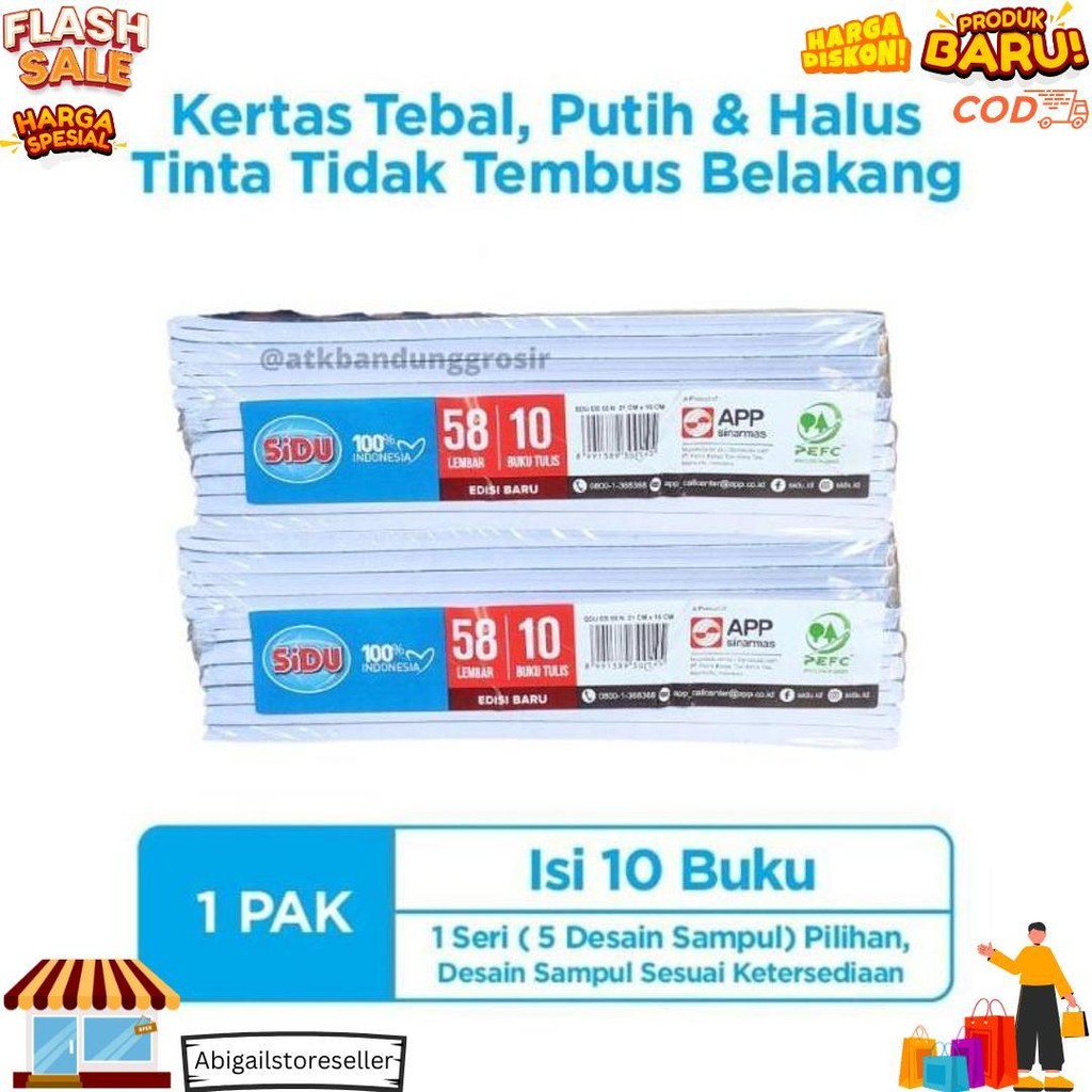 

Buku Tulis Sinar Dunia 58 Lembar ( Sidu ) Uk Quarto Random Cover - Pak (10Pcs) D Cod