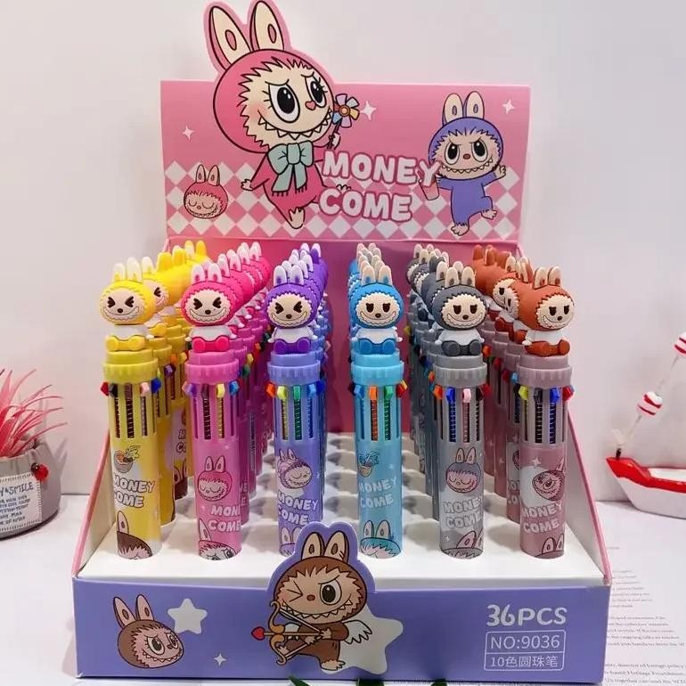 

Labubu Ballpoint Pen 6/36Pcs Cartoon 10 Color 0.5Mm School Student Stationery Draw Wrirte Mark Pen Student School Office Gift