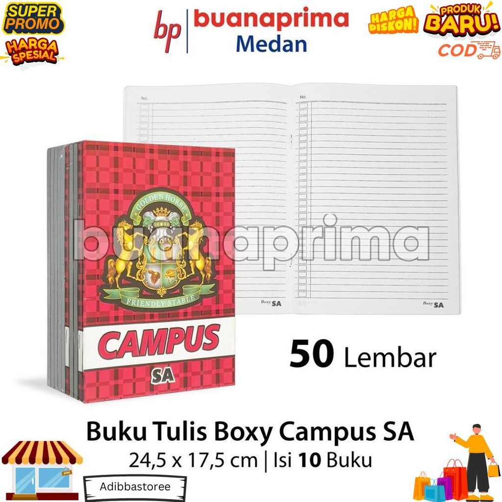 

Buku Tulis Panjang Campus Sa 50 Lembar Boxy Isi 10 Buku Notebook Sekolah D Cod