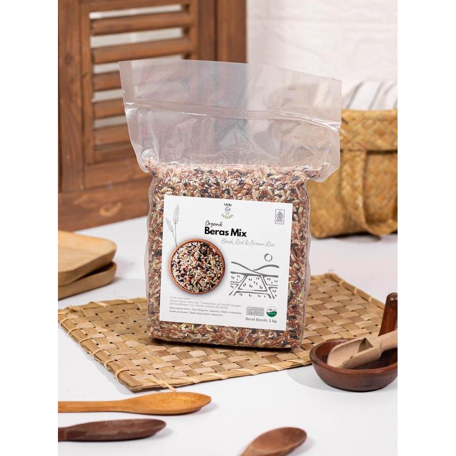 

Baru Tani Organic Beras Mix Organik 1 Kg - Beras Hitam Merah Coklat Organik 1 Kg Rice Food