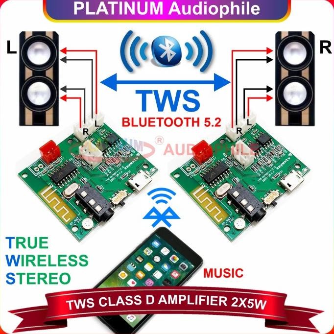 Original Modul Bluetooth TWS Amplifier Mini Class D 2X 5W Modul Bluetooth 5.2