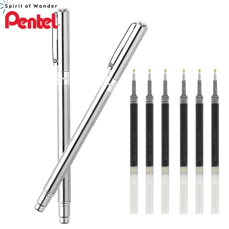 

Japan Pentel Gel Pen Bl625 Metal Pen Holder Mini Signature Pen 0.5Mm Black Core Smooth Speed Dry Business Office Accessories