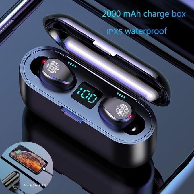 Original Headset Bluetooth LED Digital F9 TWS 5.0 Wireless Earpowerbank