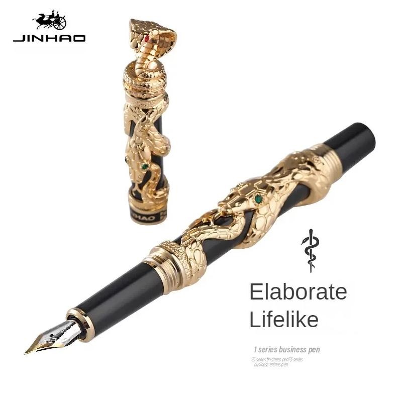 

Jinhao Metal Snake Fountain Pen Luxury Calligraphy Ink Pen Iraurita Cobra 3D Pattern Office School Supplies Stationery