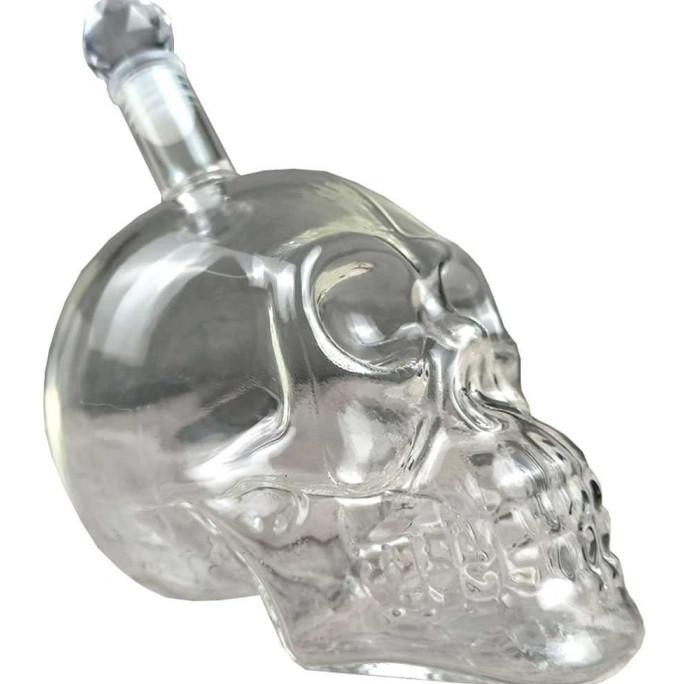 Botol Minuman Alkohol Kaca Desain Tengkorak Kristal 750ml