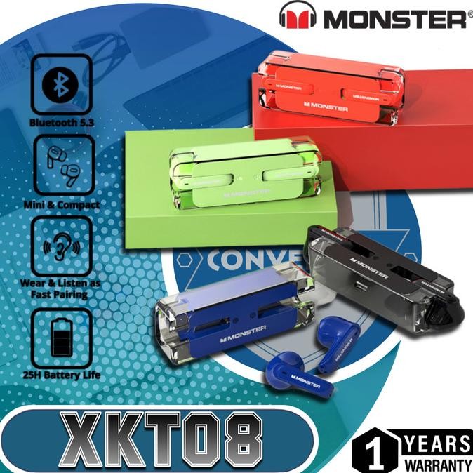 Original Lenovo MONSTER XKT08 HiFi AAC + SBC TWS Bluetooth 5.3 In-Ear Earbuds