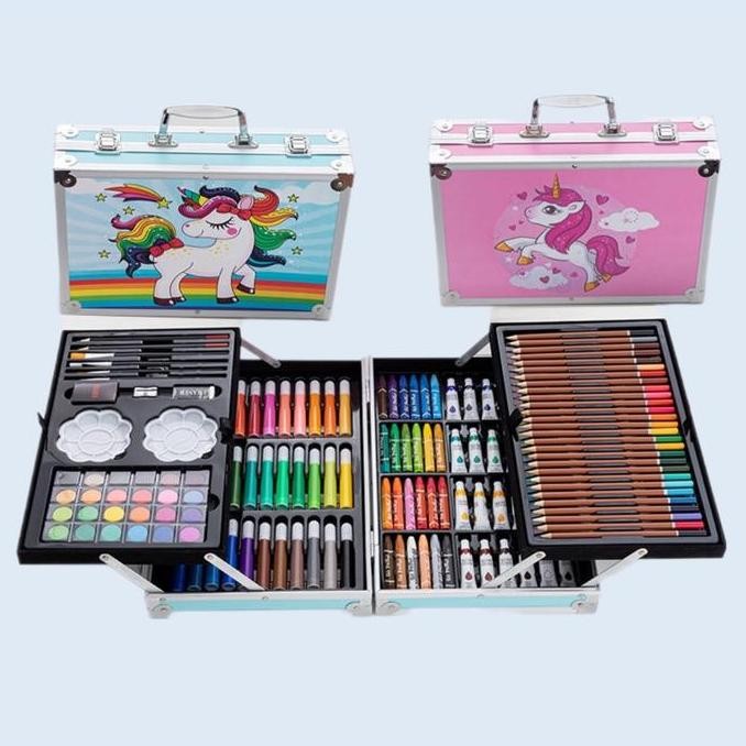 

TS Crayon Set 145pcs Koper Aluminium Krayon Pensil Warna 145 Pcs Box Alat Lukis Anak Koper Set LA
