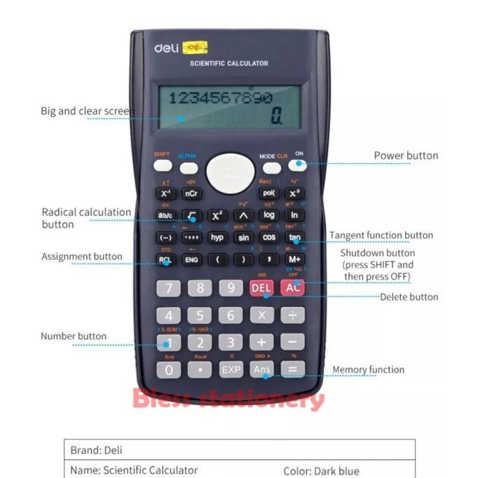 

Deli Scientific Calculator - Kalkulator ilmiah kuliah sekolah [ED82MS] LDS