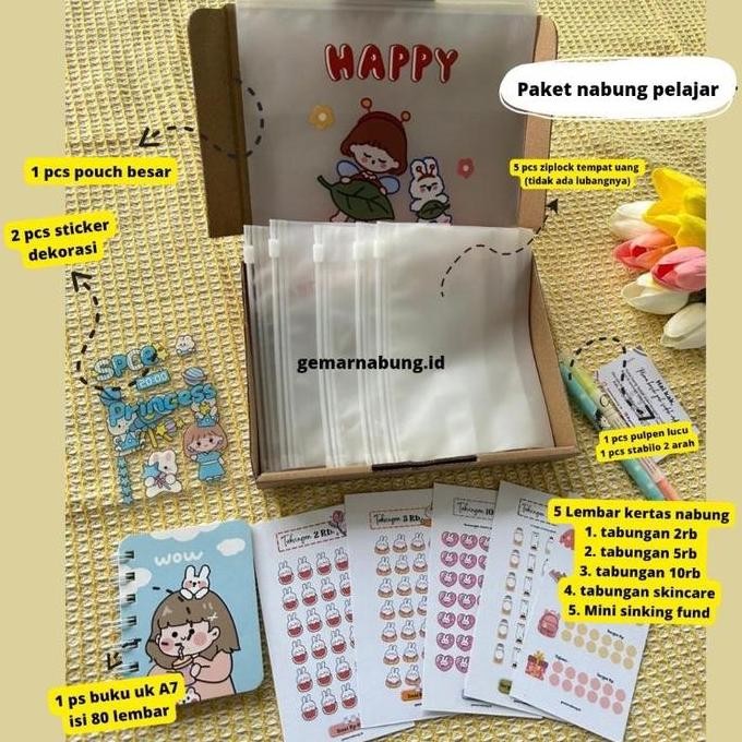 

Paket Nabung pouch lucu | Paket saving challenge & Sinking funds | tempat nabung Buku murah