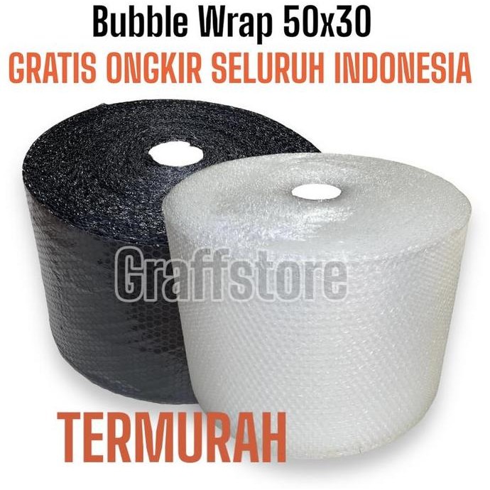 

tersedia bubble wrap 50 m x 30 cm khusus cargo warna hitam bening