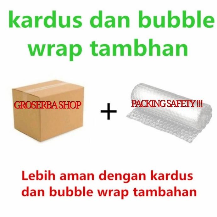

tersedia packing aman 100% bubble wrap + kardus hanya untuk customer groserba