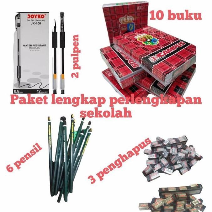 

( PROMO PAKET LENGKAP ) 10 BUKU BMCAMPUS ISI 36 LEMBAR + 2 PULPEN JOYCO GEL OIL + 6 PENSIL 2B + 3 PENGHAPUS JOYCO Stationery