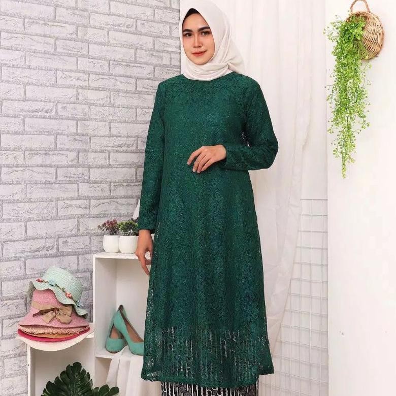 Dewi | ATASAN AJA KEBAYA TUNIK KURUNG BROKAT JUMBO / KEBAYA DRESS MUSLIMAH / KEBAYA KONDANGAN MODERN