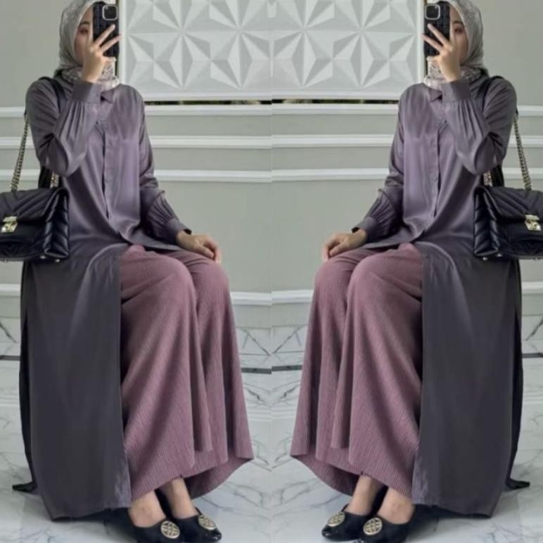 Tunik Wanita Muslimah Terbaru Standar Ld 110/Jumbo Ld 120 Tunik Modern Busui Full Kancing Depan